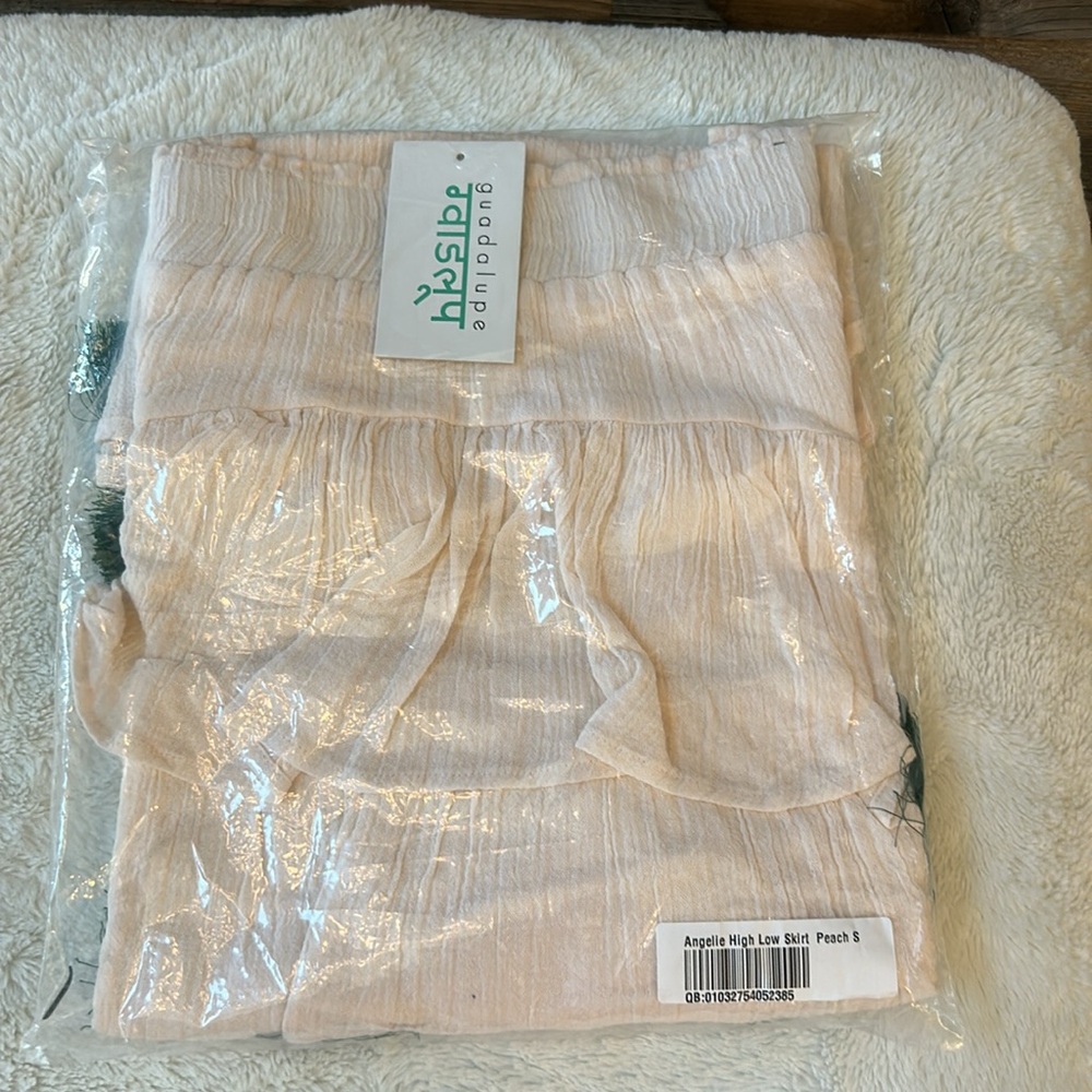 NWT Guadalupe Angeline High Low Skirt Peach Green Tassel Size Small - Picture 5 of 8